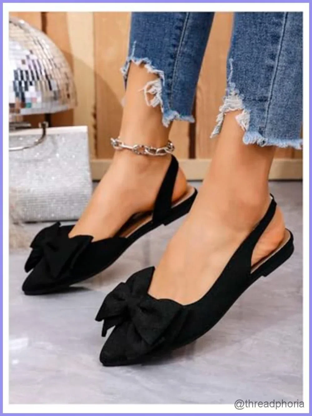 Bow Pointed Toe Slingback Flats Dressy Loafer Wedding Evening Shoes